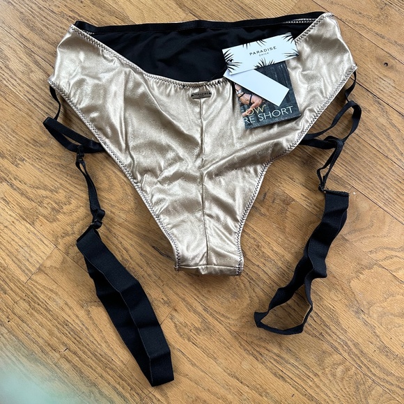 NWT Pole Active - Paradise Chick Polewear bikini gold booty short - Picture 3 of 3